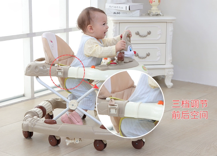 Baby Walker 6 7-18 tháng bé chống rollover đa chức năng tay đẩy có thể ngồi nam và nữ âm nhạc hỗ trợ chân xe